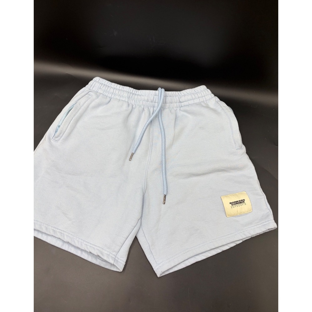 Bonkers Corner Authentic Blue Fleece Sweat Shorts Mens Large Zipper Pockets - Picture 5 of 7